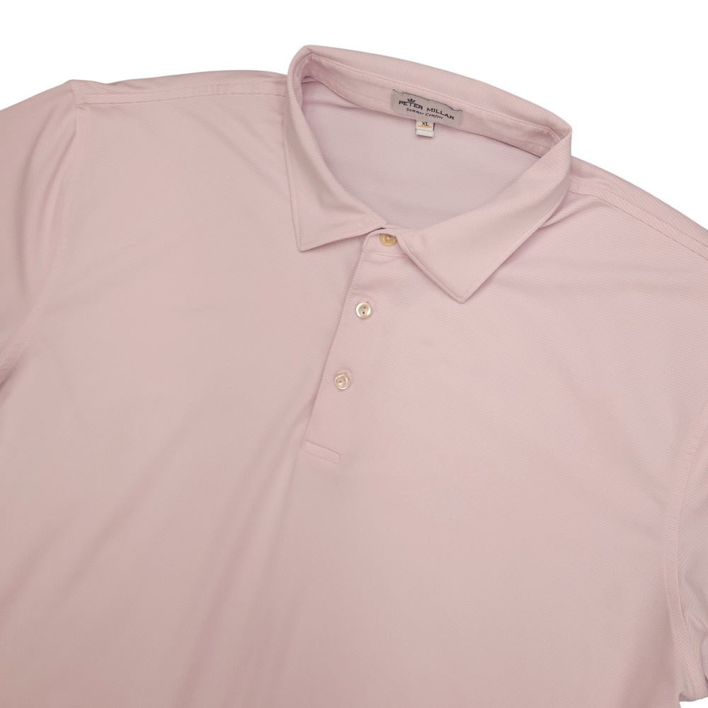 Peter Millar Summer Comfort Polo Shirt Pink Stripe Short Sleeve Mens XL